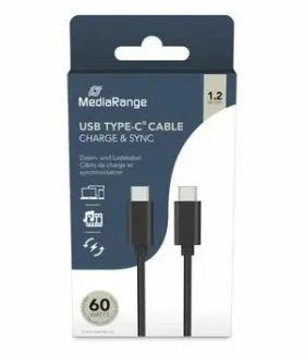 MediaRange USB-C - USB-C černá / Datový a nabíjecí kabel / PD 60 W / USB 3.2 Gen 1 / 5 Gbit/s / 1,2 m (MRCS213)