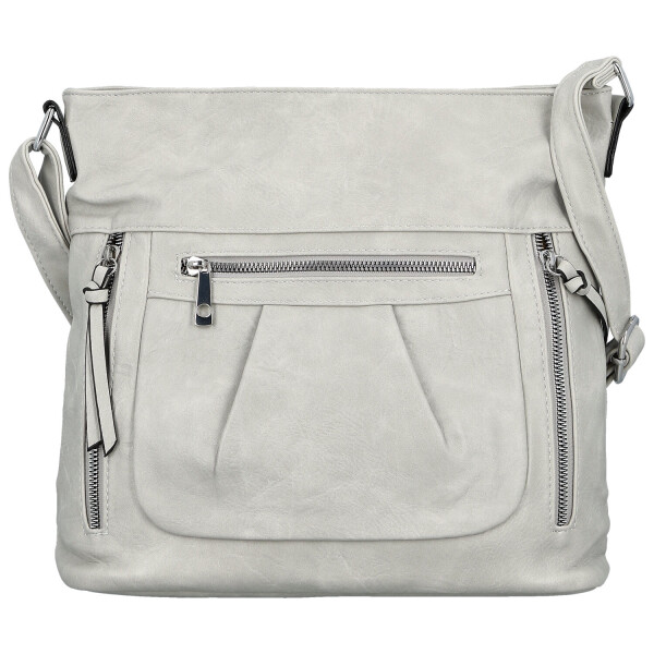 Stylová dámská koženková crossbody kabelka Minja, světle šedá