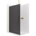 CERANO Sprchová zástěna Walk-in Onyx Top Round L/P - 8 mm - kulatá vzpěra - zlatá, grafitové sklo - 150x200 cm