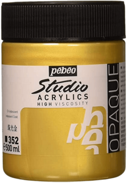 Akrylová barva Pébéo Studio Acrylic 500 ml - metalická zlatá 352