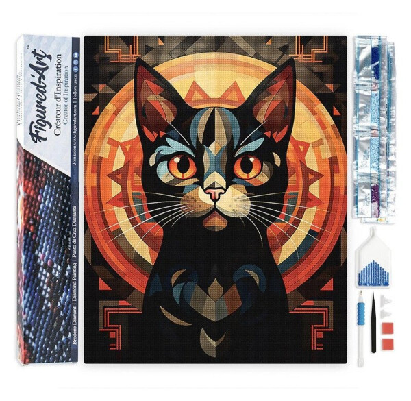 Diamantové malování - Černá Kočka Art Deco 40x50cm bez rámu