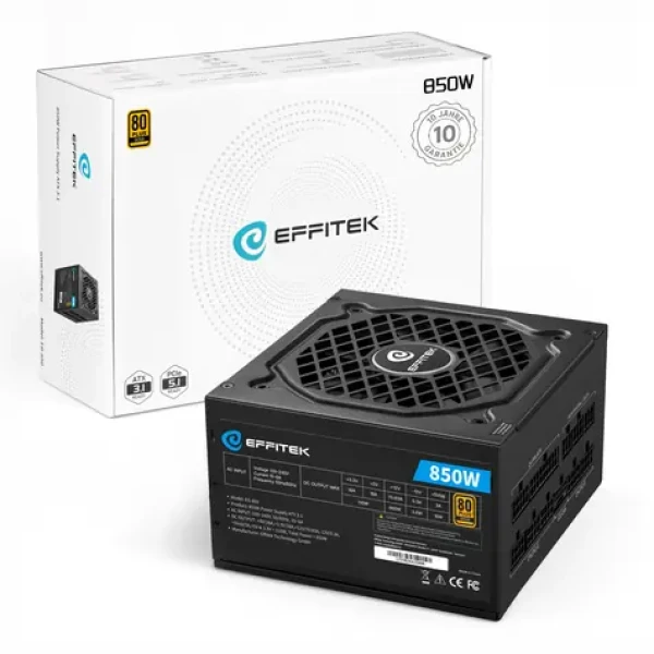 EFFITEK 850W Gold / Napájecí zdroj / ATX 3.1 / PCIe 5.1 / 80 PLUS Gold / modulární (EG-850)