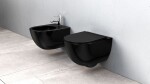 REA - Závěsná WC mísa včetně sedátka Carlo Mini Rimless Flat černá REA-C8936
