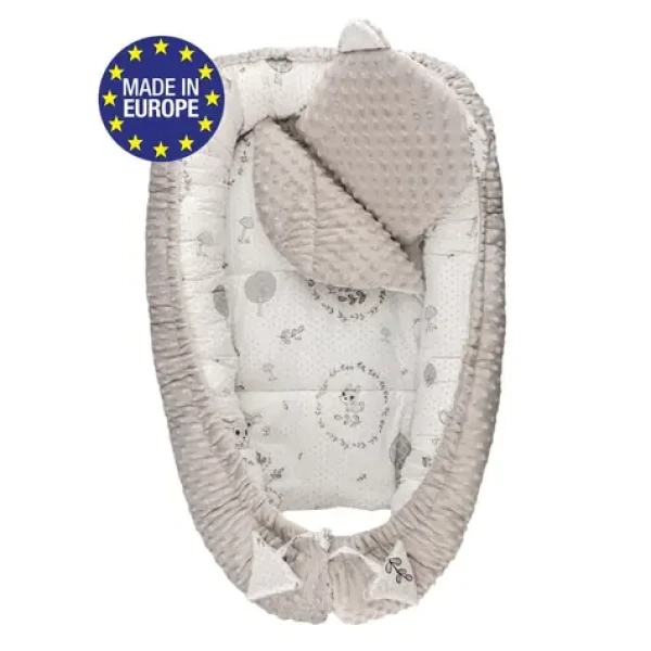 Bomimi HARMO Hnízdečko s polštářkem minky, KOLOUŠEK šedá (BO2313GRY039)