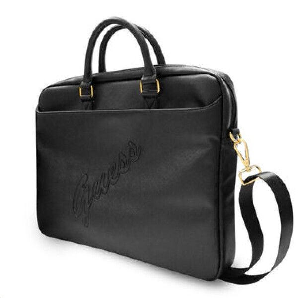 GUESS PU Saffiano Vintage Script Computer Bag 15-16 černá (3666339005313)