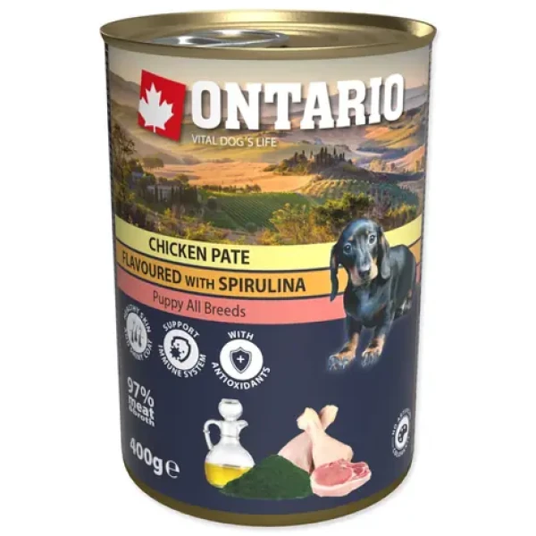 Ontario Konzerva Puppy kuře se spirulinou paté 400g (214-21032)