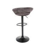 Židle barová, hnědá sametová látka, černá podnož