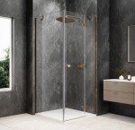 POLYSAN - GLOBE COPPER MATT čtvercový sprchový kout 800x800, čiré sklo, pravé GB1080-3215RPG