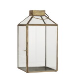 Ib Laursen Skleněná lucerna Norr Brass 30,5 cm, zlatá barva, sklo, kov