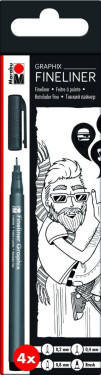 Marabu popisovač/sada odstíny černé 4 ks
