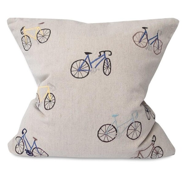 Fine Little Day Lněný povlak na polštář Bicycles 48 x 48 cm, béžová barva, textil