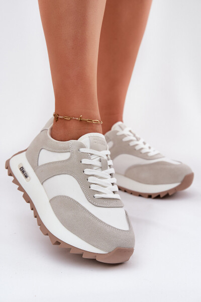 Semišové tenisky na platformě dámské Big Star RR274896 HI-POLY SYSTEM bílo-šedé 40