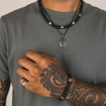 Luxusní pánský korálkový náhrdelník Franc - 8 mm černý onyx, Černá 55 cm