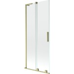MEXEN/S - Velar L dvoukřídlá posuvná vanová zástěna 80 x 150, transparent, zlatá kartáčovaná 896-080-003-01-55