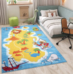 DumDekorace Dětský koberec FLANNEL - pirátský ostrov Šířka: 140 cm | Délka: 200 cm