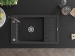 MEXEN/S - Elias granitový dřez 1 s odkapávačem včetně baterie Telma, černá kropenatý 6511-76-670200-76