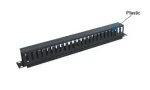 OEM Vyvazovací panel 19" 1U jednostranná plastová lišta černá / Vyvazovací panel / Jednostranný / Průchozí (9650)