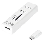 Digitus USB-C OTG bílá / Hub / 3 porty USB / čtečka karet (DA-70243)