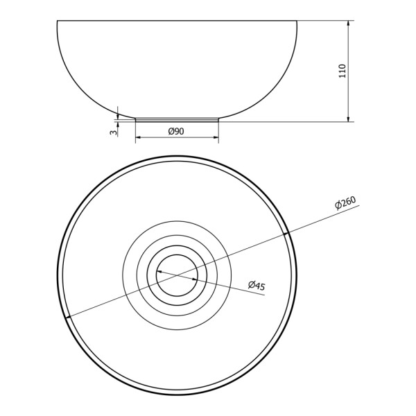 SAPHO - MINOR betonové umývátko na desku, Ø 26cm, písková mat MR26014