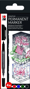 Marabu Graphix oboustranný permanentní popisovač 4 ks