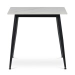 Stůl jídelní 80x80 cm, keramická deska bílý mramor, černé kovové nohy