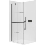 CERANO Sprchová zástěna Walk-in Onyx Y L/P - 8 mm + polička/držák na ručníky - černá matná, industriální sklo - 120x200 cm