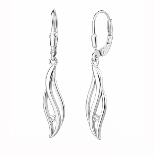 Stříbrné visací náušnice se zirkony Stéphanie - stříbro 925/1000, Stříbrná