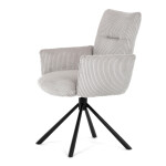 Židle jídelní, krémová manšestrová látka, 360° vratný mechanismus, černý kov