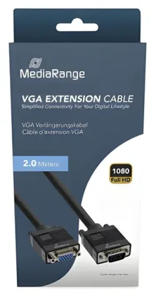 MediaRange MRCS249 2m černá / VGA kabel / D-Sub15 (M) - D-Sub15 (F) / prodlužovací (MRCS249)