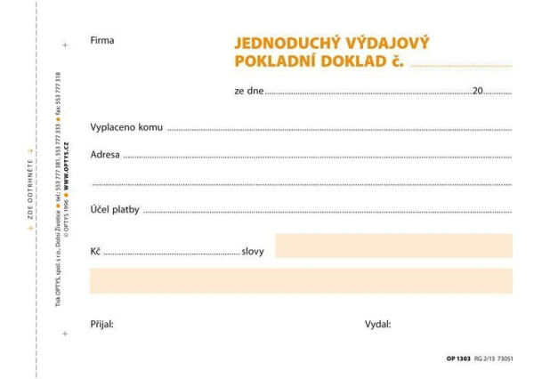 Výdajový doklad jednoduchý, A6, 100 listů, NCR