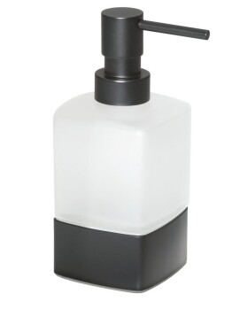 Gedy - LOUNGE dávkovač mýdla na postavení, 280 ml, mléčné sklo, černá mat 545514