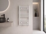 CERANO - Koupelnový radiátor Benito - středové připojení 50mm/boční - 265 W - bílá lesklá - 700x450 mm CER-514328