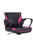Herní křeslo, potah kombinace černé a růžové ekokůže, houpací mechanismus