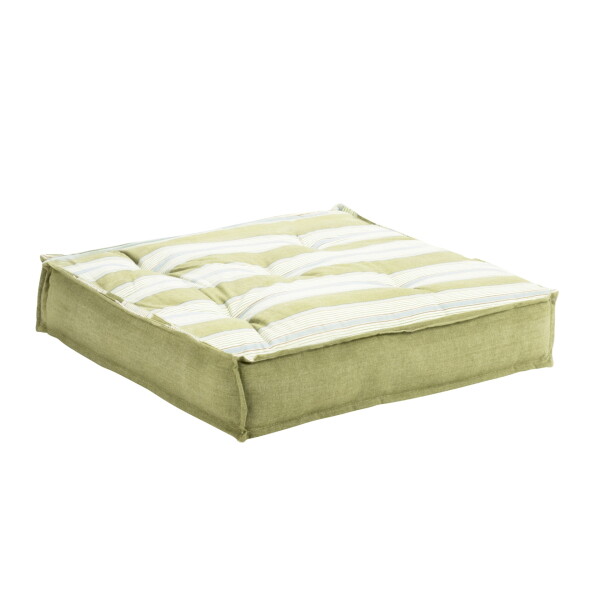 MADAM STOLTZ Bavlněný sedák Green / White / Light blue / Grey 60 × 60 cm, zelená barva, textil