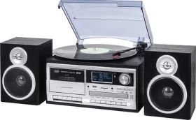 Trevi TT1072 DAB černá / Gramofon s rádiem CD přehrávačem / 33 45 78 RPM / FM/AM/DAB+ / BT/USB (TT1072)