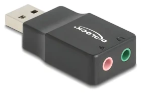 Delock černá / Externí zvuková karta / USB 2.0 / 2x 3,5 mm jack / Plug Play (66634)