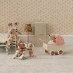 Maileg Kočárek pro myšky Maileg Micro Coral, růžová barva, kov, textil