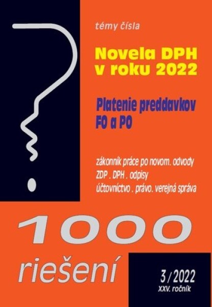 1000 riešení 3/2022 Novela zákona DPH