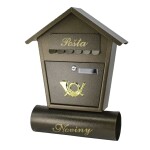 Poštovní schránka hnědá, šikmá stříška, 370x80x480mm, Štěpán