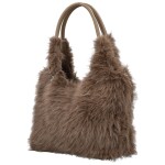 Módní dámská plyšová kabelka do ruky Viorica, hnědá