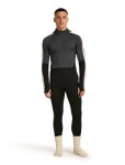ICEBREAKER Mens 200 Oasis+ LS Half Zip Hood, Black/Jet Heather/Undyed/Cb velikost: M