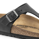 Dámské/pánské žabky Birkenstock Gizeh NU Oiled Black Regular Oiled Leather pro široká chodidla (0845251) 35