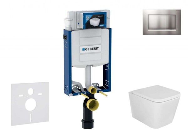 GEBERIT - Kombifix Set předstěnové instalace, klozetu Arkas a sedátka softclose, tlačítko Sigma30, lakovaný chrom mat/chrom SANI15CA1109