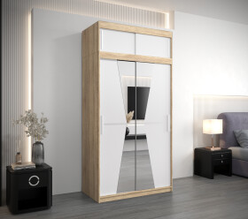 Šatní skříň Abi Ma s nástavcem Barva korpusu: Dub Sonoma, Rozměry: 120 cm, Dveře: Bílá