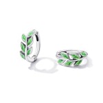 Stříbrné květinové náušnice Lian, stříbro 925/1000, Zelená