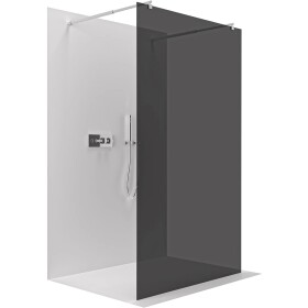 CERANO Sprchová zástěna Walk-in Onyx Duo L/P - 10 mm - kulatá vzpěra - chrom, grafitové sklo - 110x200 cm