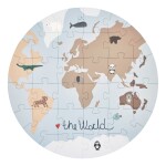 OYOY Dětské puzzle The World – 32 dílků, béžová barva, papír