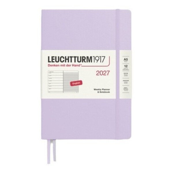 Týdenní plánovač & Zápisník Lilac, Medium A5 2027, anglicky