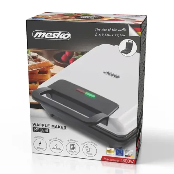 Mesko MS 3091 bílá / Vaflovač / 1800 W / nepřilnavý povrch (MS 3091)