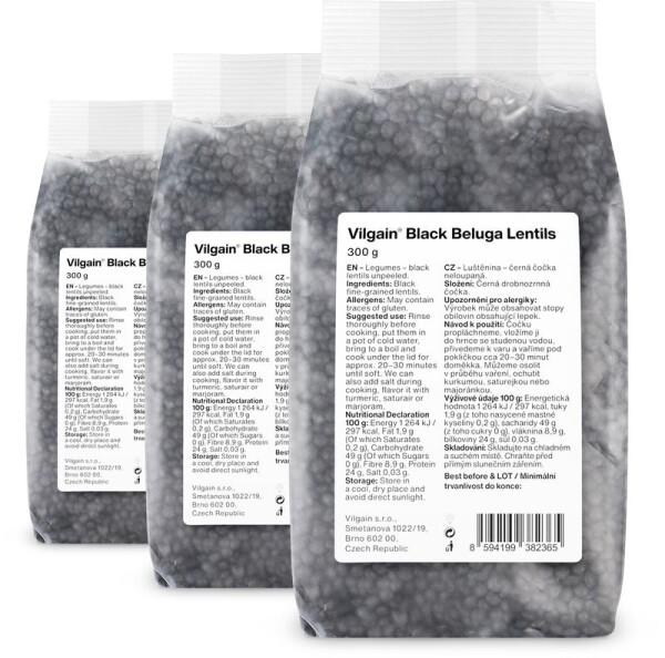 Vilgain Čočka černá Beluga – 3× 300 g